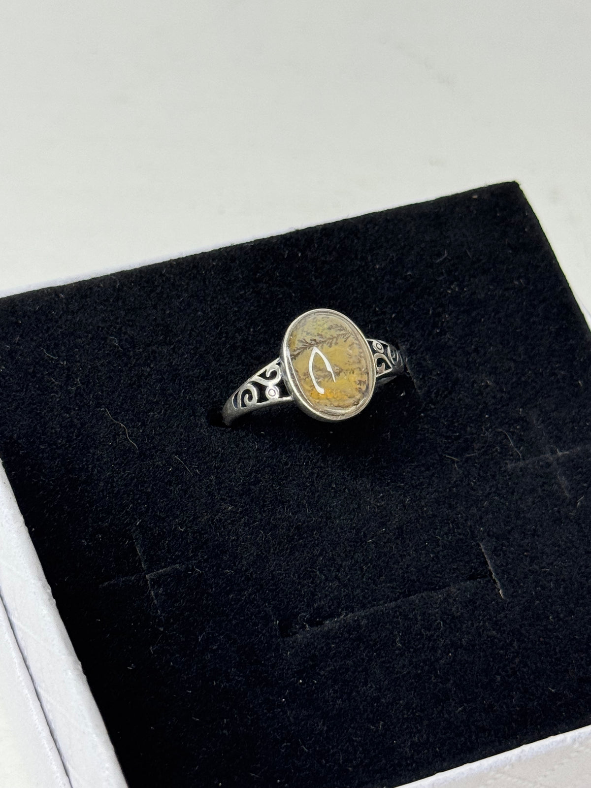 Anello Regolabile con Agata Dendritica - Rame
