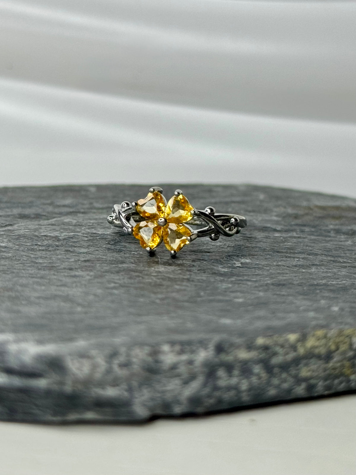 Anello Regolabile con Quarzo Citrino - Rame