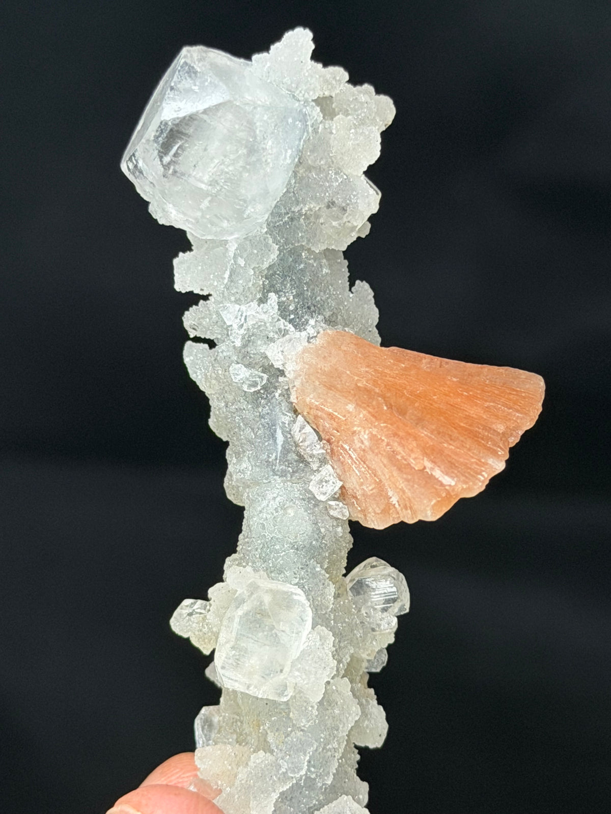 Apofillite e Stilbite su Calcedonio stalattitico