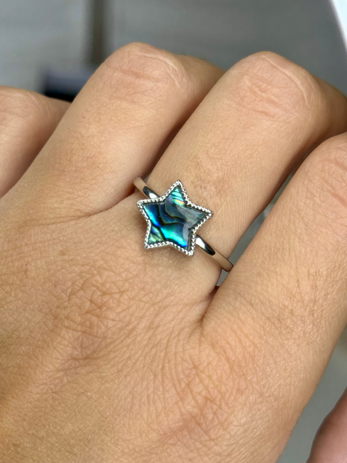 Anello Regolabile Stella in Abalone - Rame