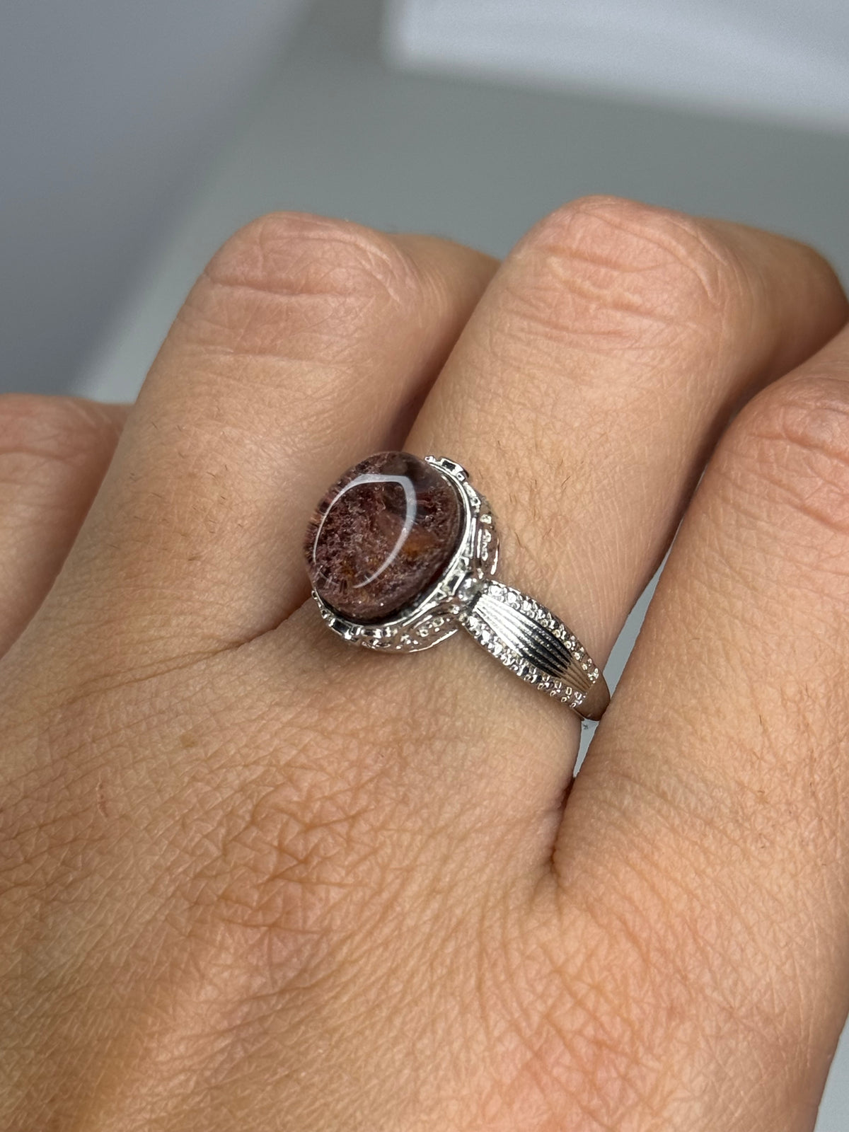Anello Regolabile con Quarzo Giardino - Rame