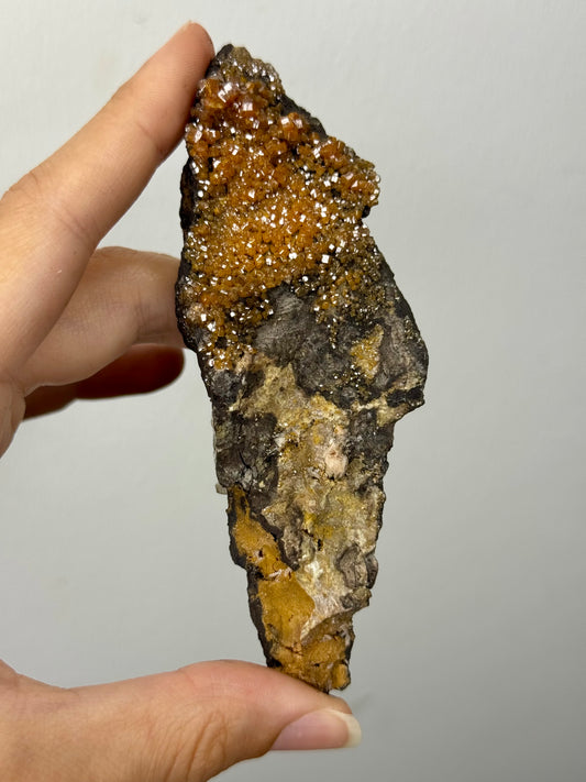 Vanadinite su barite nera - Marocco