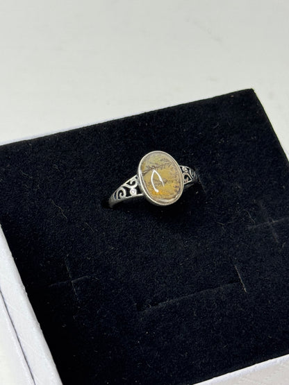 Anello Regolabile con Agata Dendritica - Rame