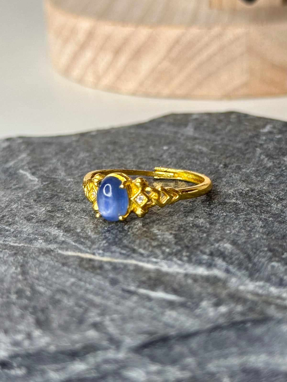 Anello Regolabile con Cianite Blu - Rame Dorato
