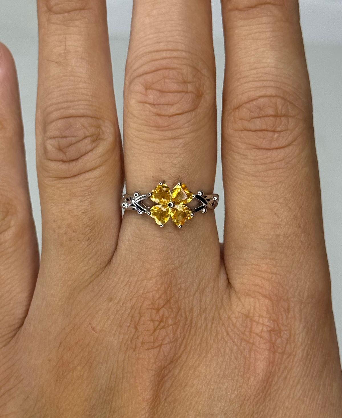 Anello Regolabile con Quarzo Citrino - Rame