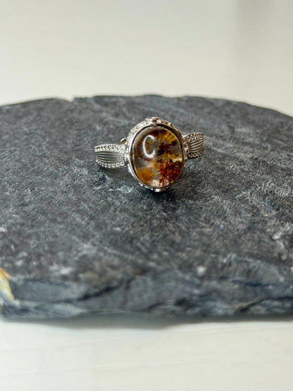 Anello Regolabile con Quarzo Giardino Naturale - Rame