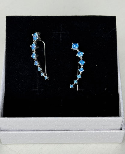 Orecchini Climber "Flusso Celestiale" - Argento 925 e Zirconi Blu