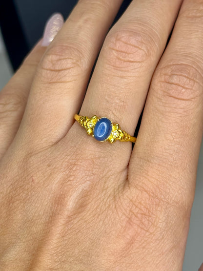 Anello Regolabile con Cianite Blu - Rame Dorato