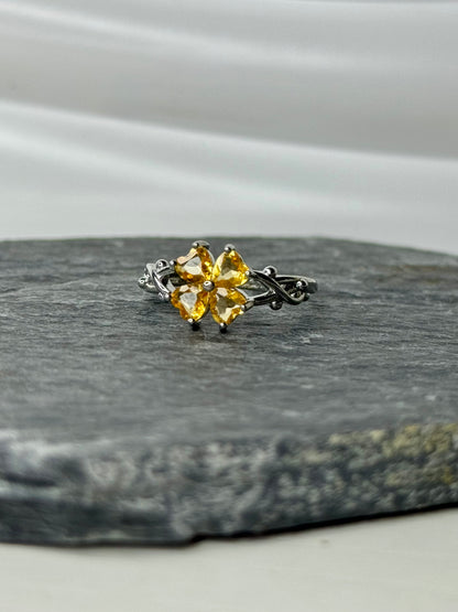 Anello Regolabile con Quarzo Citrino - Rame