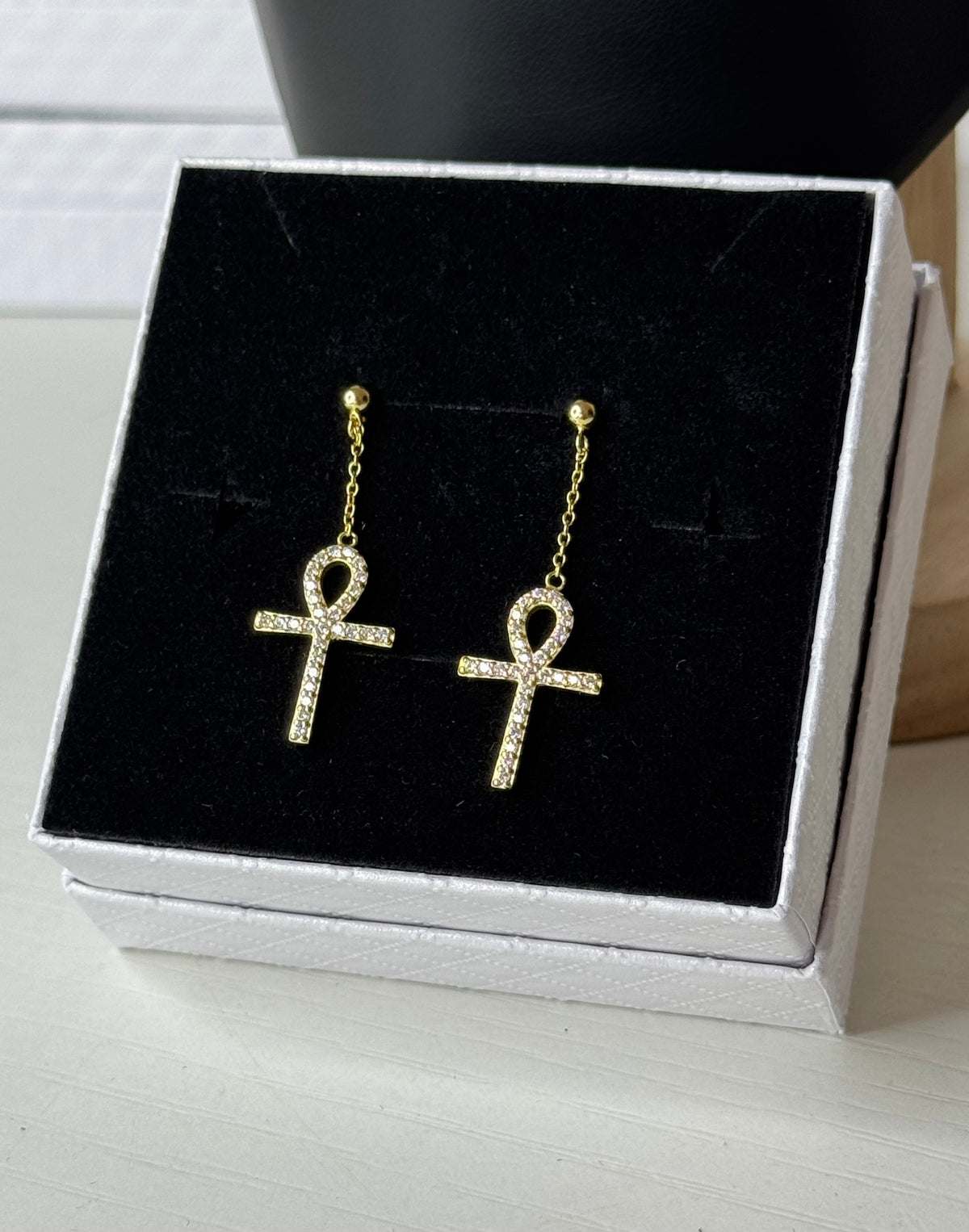 Orecchini Pendenti "Ankh Shimmer" - Argento 925