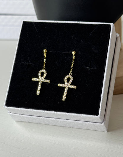 Orecchini Pendenti "Ankh Shimmer" - Argento 925