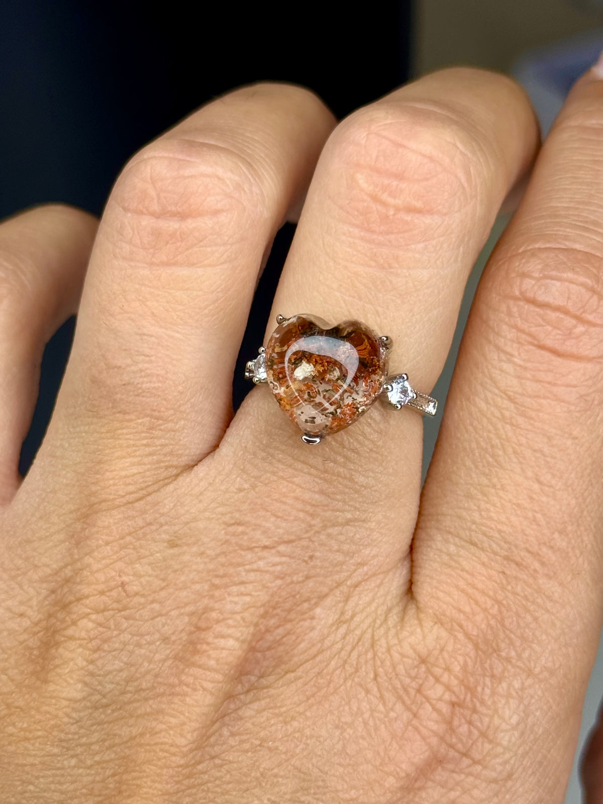 Anello Regolabile con Quarzo Giardino - Rame