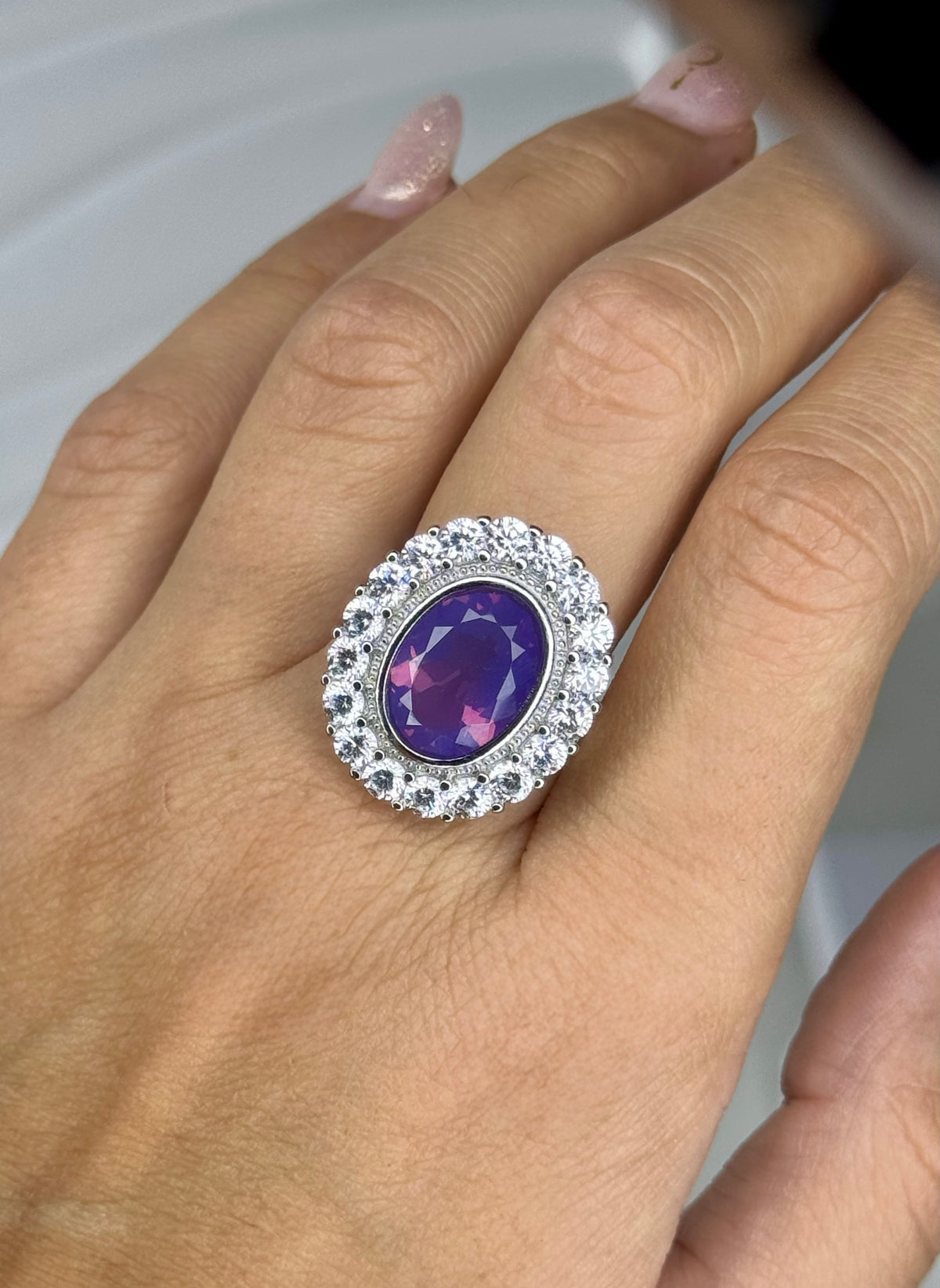 Anello Regolabile in Lavandermoon Quartz - Rame