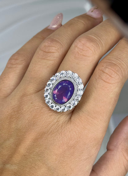 Anello Regolabile in Lavandermoon Quartz - Rame