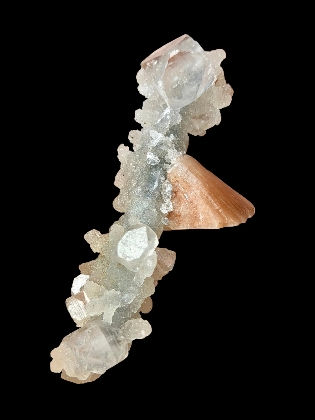 Apofillite e Stilbite su Calcedonio stalattitico