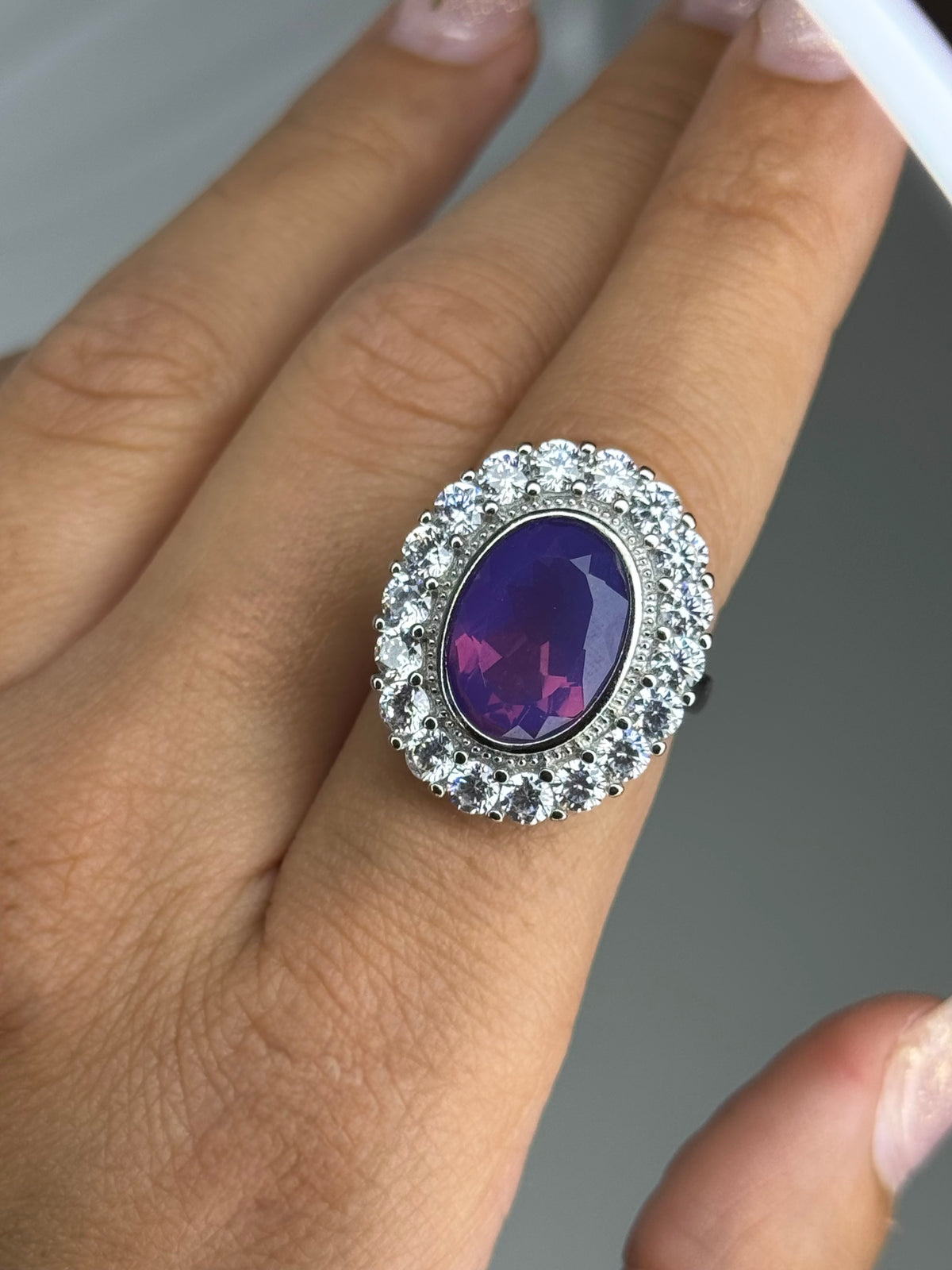 Anello Regolabile in Lavandermoon Quartz - Rame