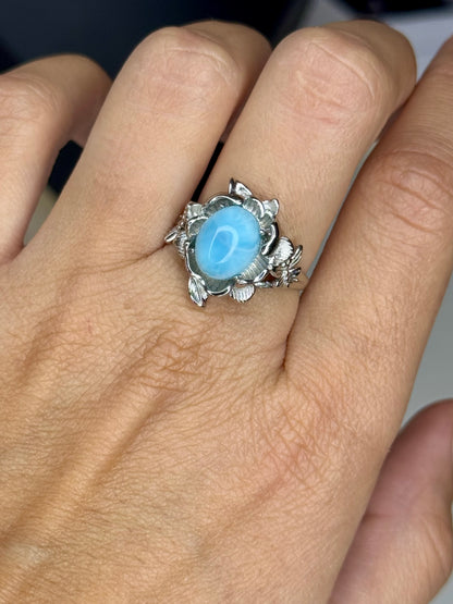 Anello Regolabile con Larimar - Rame