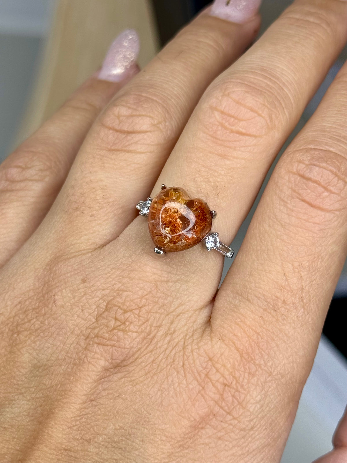 Anello Regolabile con Quarzo Giardino - Rame