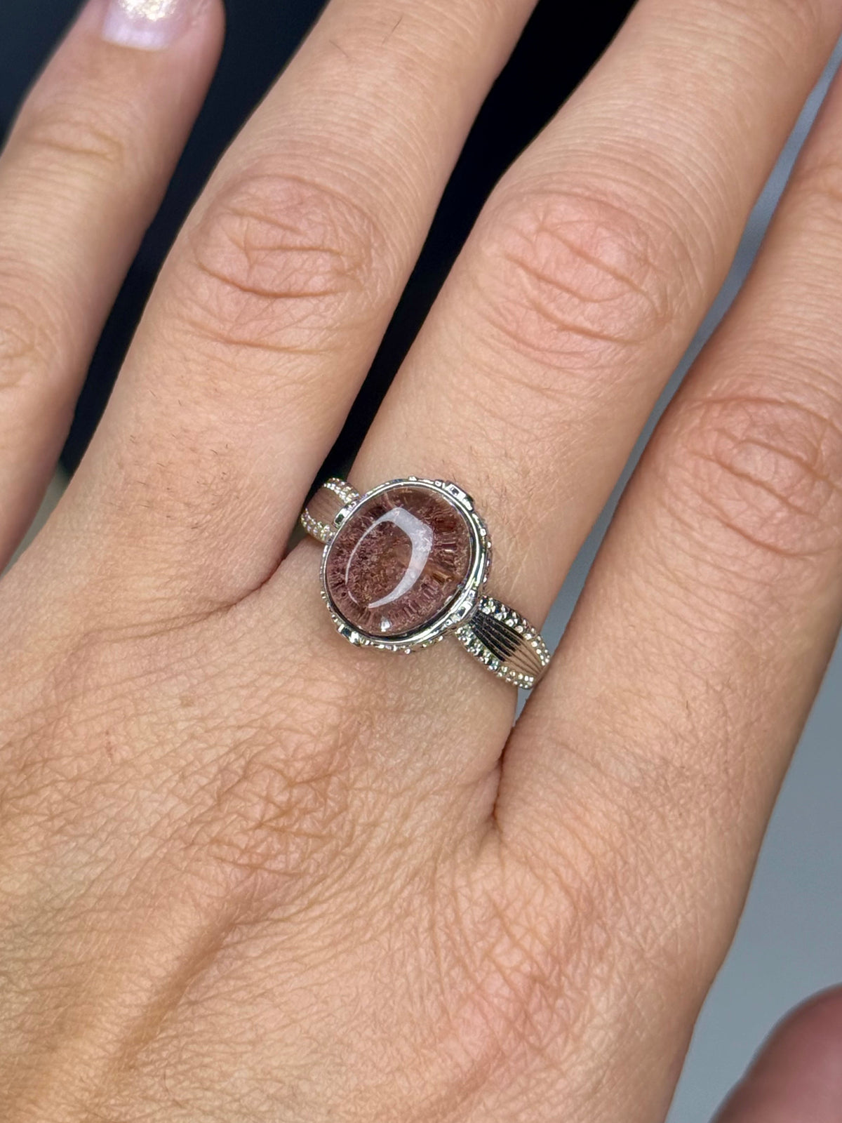 Anello Regolabile con Quarzo Giardino - Rame