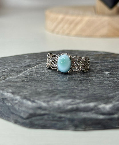 Anello Regolabile con Larimar - Rame
