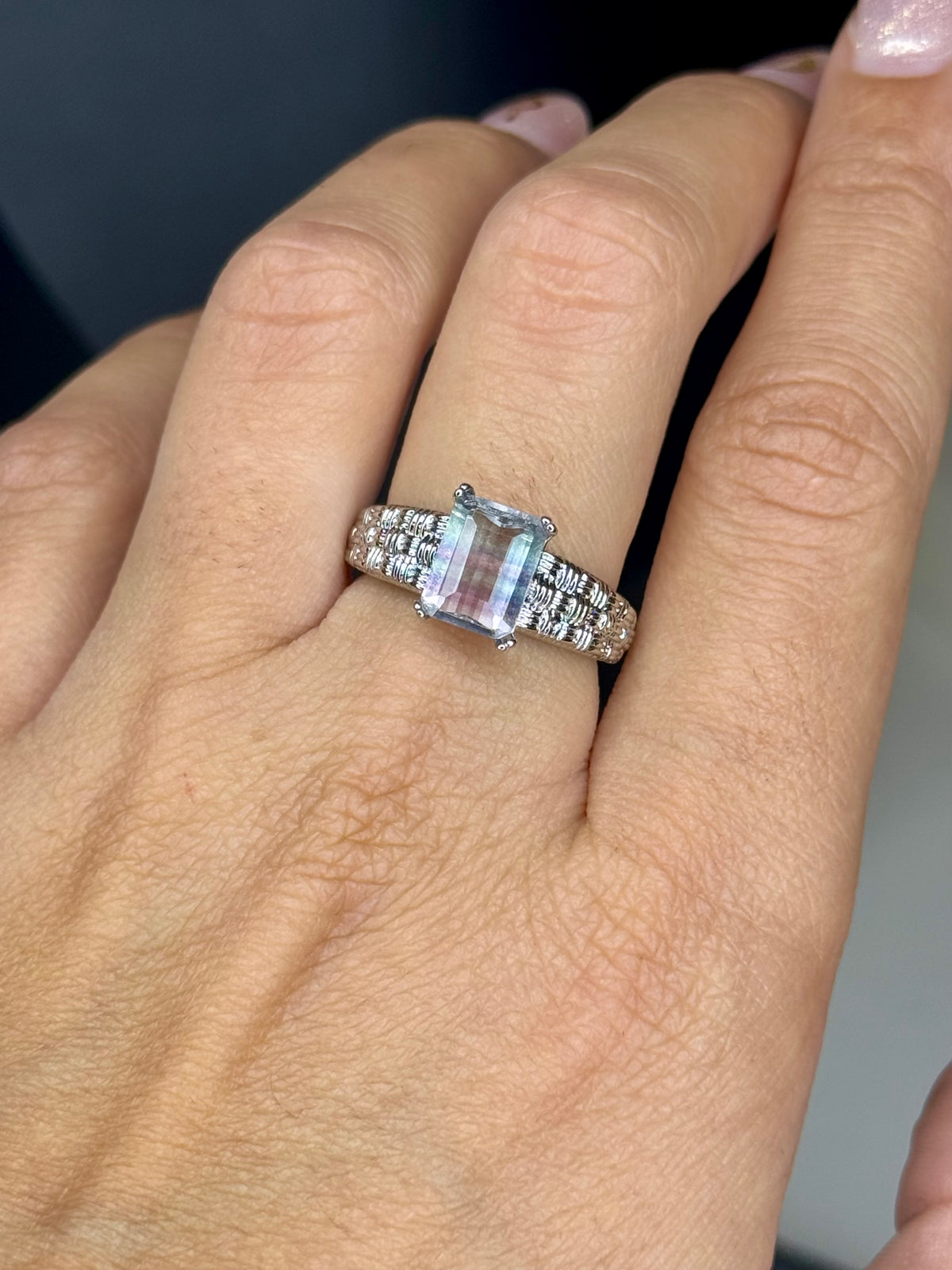 Anello Regolabile con Fluorite - Rame