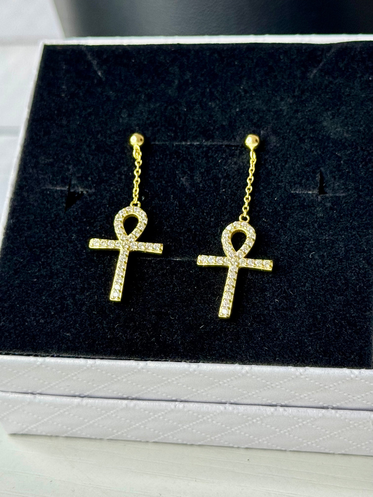 Orecchini Pendenti "Ankh Shimmer" - Argento 925