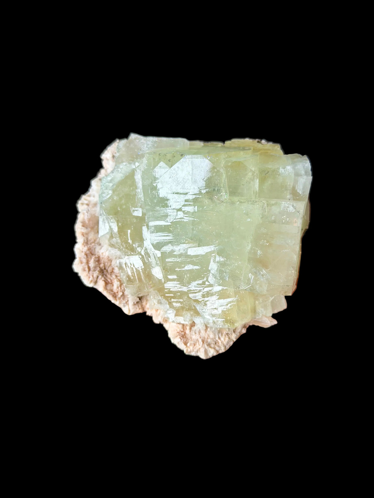 Apofillite verde su Stilbite rosa