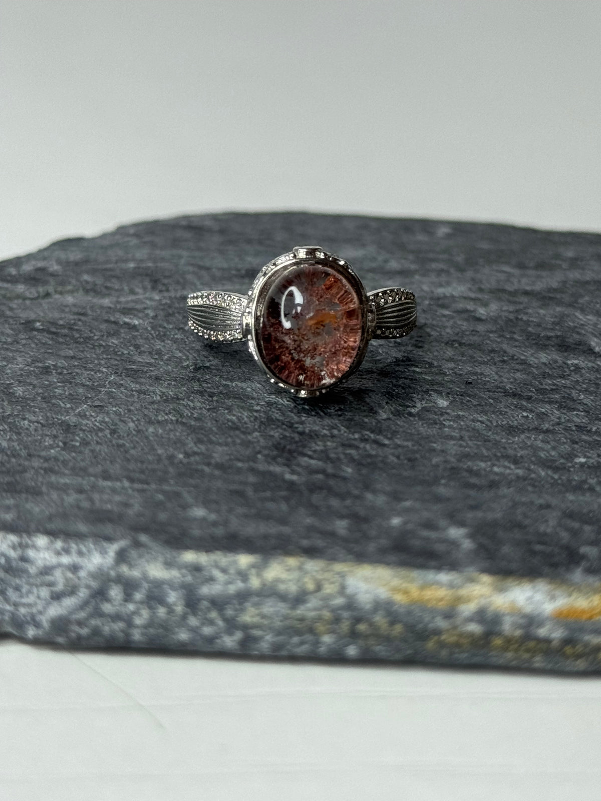 Anello Regolabile con Quarzo Giardino - Rame