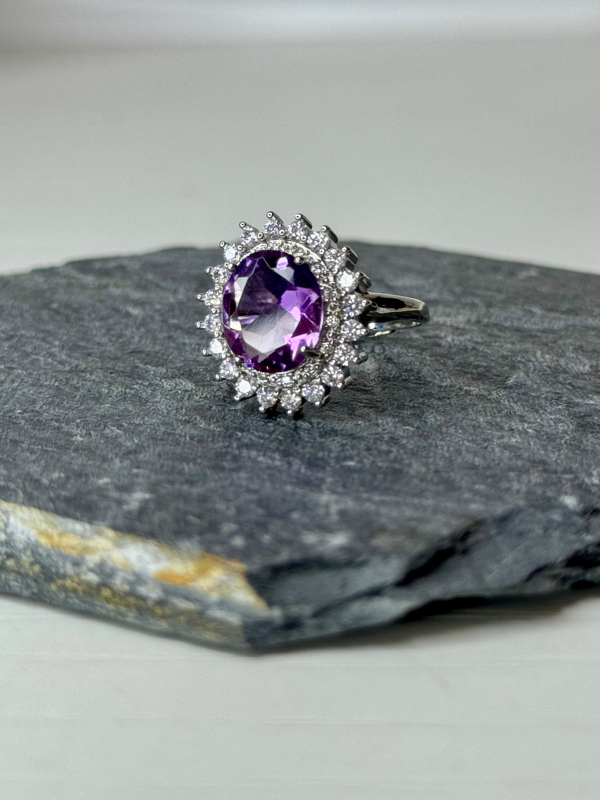 Anello Regolabile con Ametista Naturale - Rame