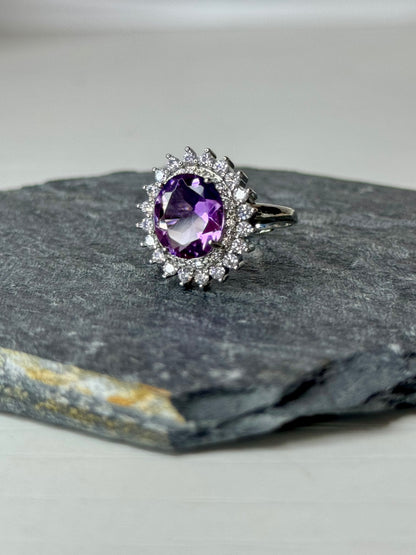 Anello Regolabile con Ametista Naturale - Rame