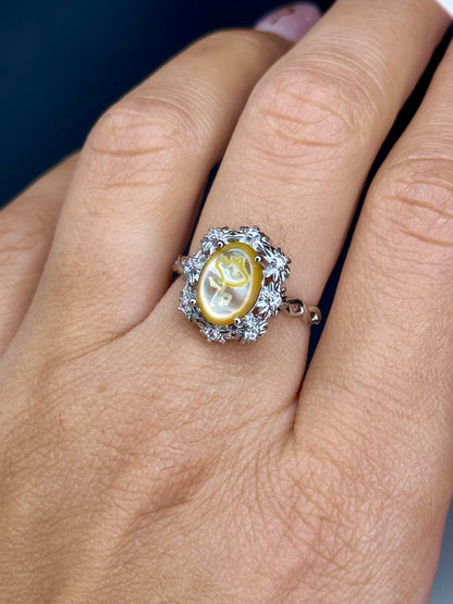 Anello Regolabile con Conchiglia e zirconi - Rame