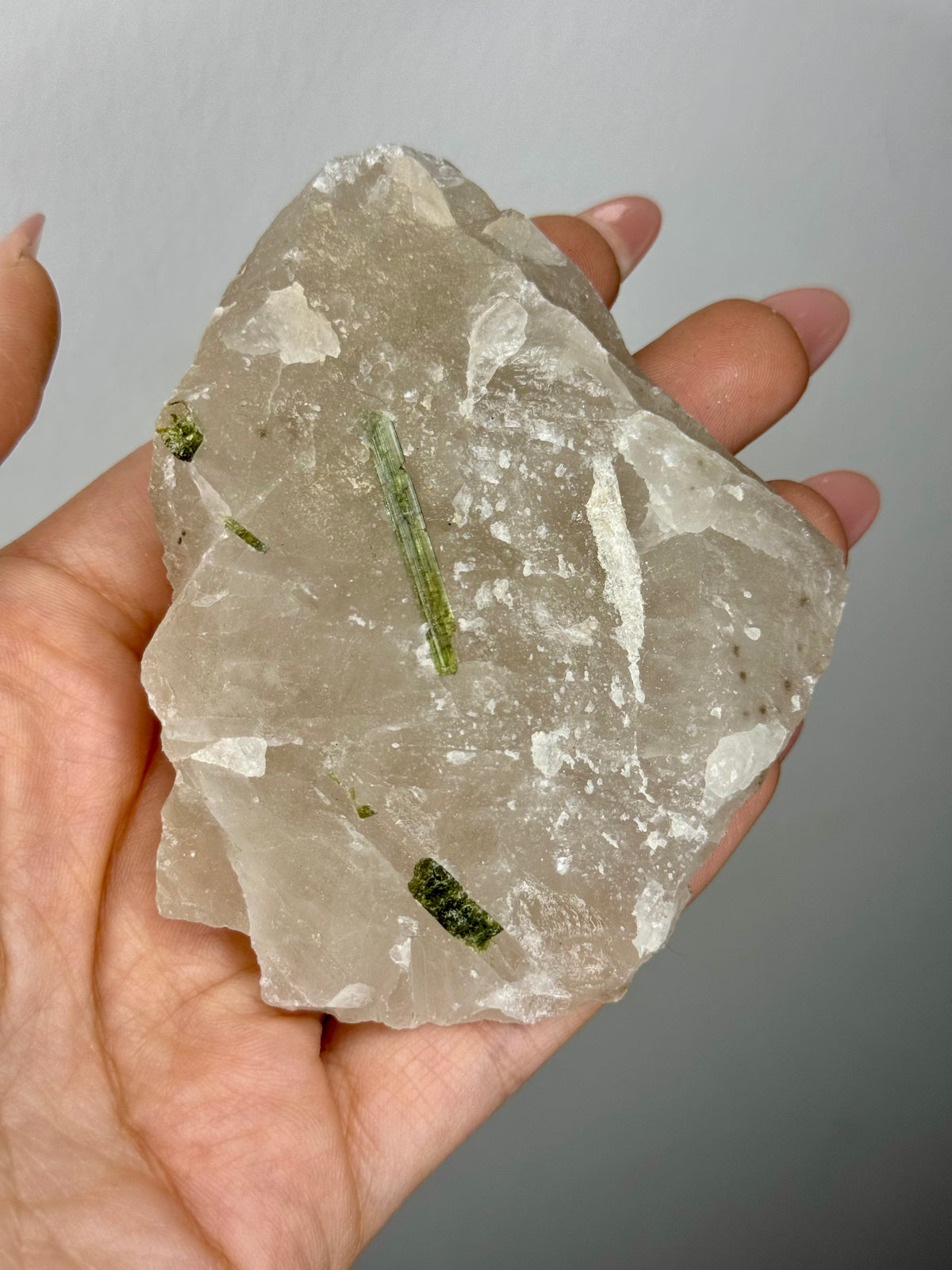 Quarzo con Gemme di Tormalina Verde - Brasile