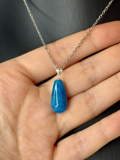 Pendente a Goccia in Apatite Blu - Argento 925