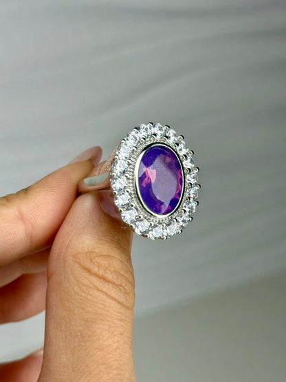 Anello Regolabile in Lavandermoon Quartz - Rame